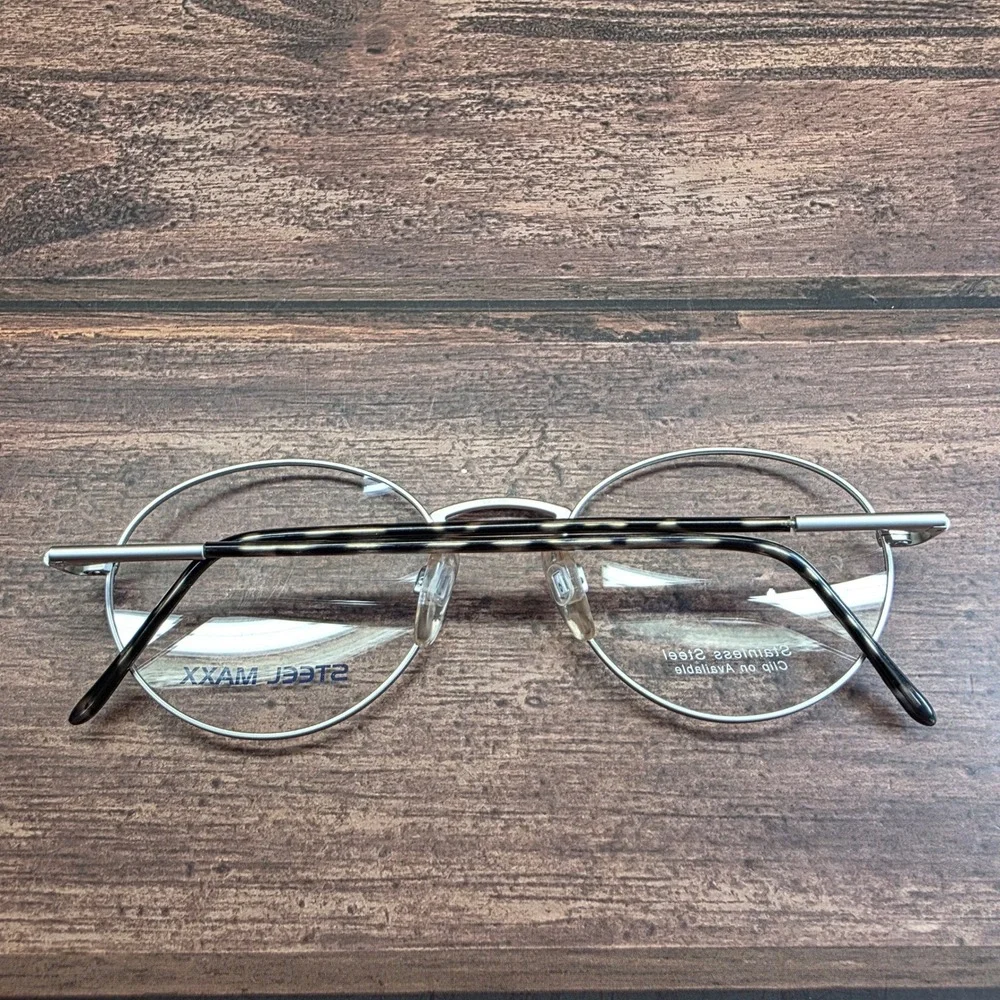 Steel Maxx ST 0126 706 Silver Stainless Steel Round Eyeglass Frames Italy 140
